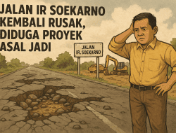 Jalan Ir Soekarno Kembali Rusak, Diduga Proyek Asal Jadi